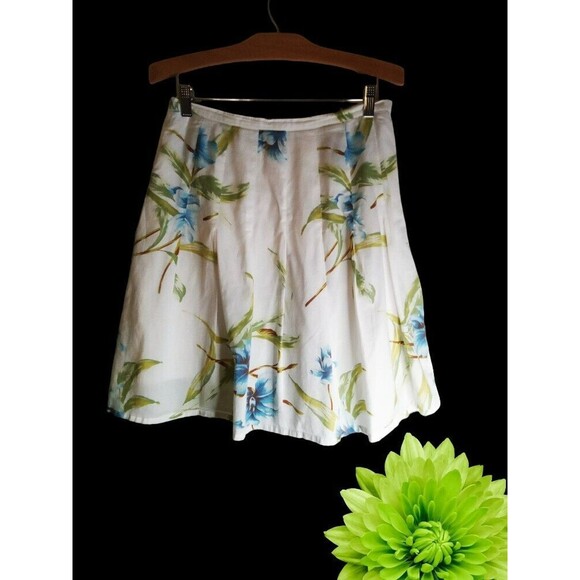 BUSHWACKER SKIRT SIZE 10 FLORAL FLARE PLEADED SIDE ZIP COTTON LINED - Picture 1 of 4